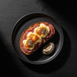 Salame spalmabile, cacio sciolto e crema di tartufo