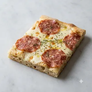 Pizza con salame ventricina e mozzarella