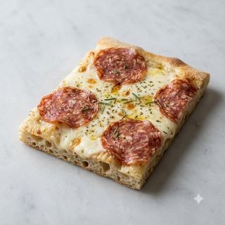 Pizza bianca con salame ventricina e mozzarella