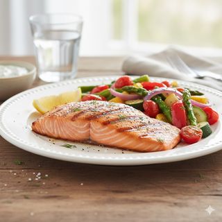 Salmone alla piastra con contorno