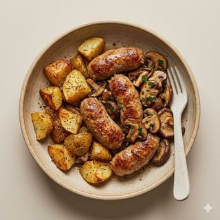 Salsiccia con funghi e patata