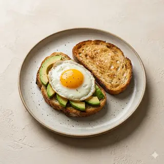 Uova occhio di bue, avocado e pane tostato