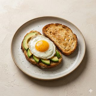 Uova occhio di bue, avocado e pane tostato