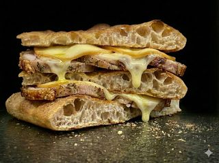 Schiacciata porchetta e provola affumicata