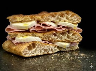 Schiacciata prosciutto cotto e mozzarella