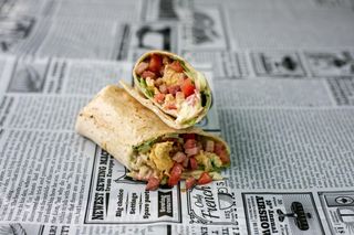 Scrambled egg and bacon tortilla