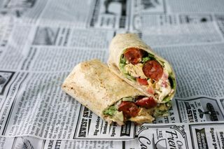 Scrambled egg and sausage tortilla