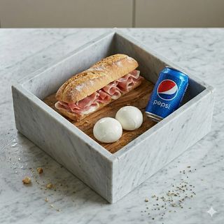 Sfilatino crudo di Parma, due bocconcini fior di latte e una pepsi in lattina