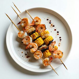 Shrimp And Corn Suya Skewers
