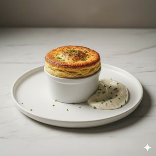 Soufflé di melanzane con cremoso all'erborinato