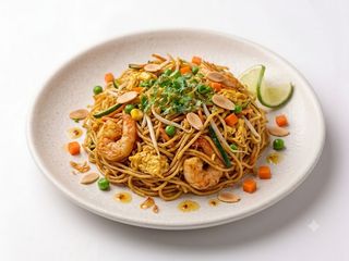 Spaghetti di riso con gamberi