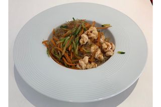 Spaghetti di soia con gamberi（虾粉丝）