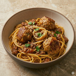 Spaghetti con polpette di carne