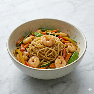 29 Spaghetti di soia con gamberi