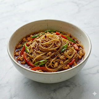 30 Spaghetti di soia con carne piccante