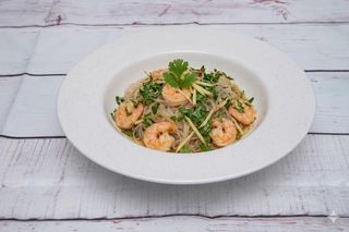 Spaghetti di soia con gamberi