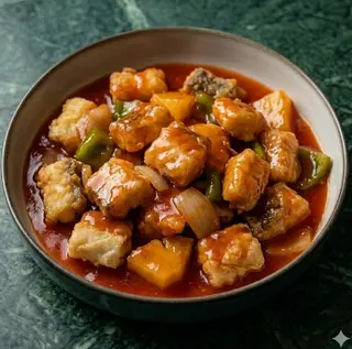 Spezzatini di pesce in salsa agrodolce