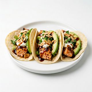 Spicy salmon tacos