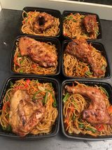 Stir fry spaghetti with Plantain, chicken or Turkey