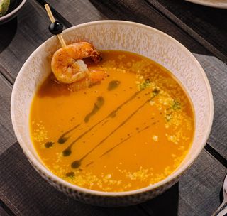 Supa de Dovleac si Rosii cu Creveti