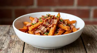 Sweet potatoes con bacon croccante