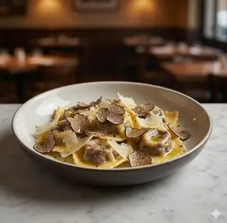 Tortelli con ripieno di tartufo e scaglie