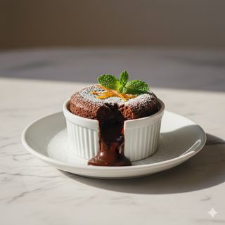 Tortino al cioccolato con crema alla vaniglia