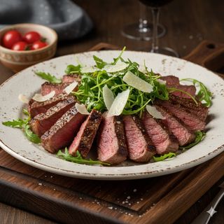 Tagliata di cube roll con rucola e grana