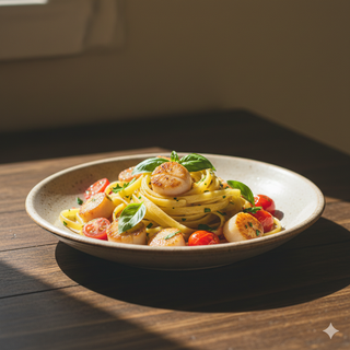 Linguine capesante e pomodorini