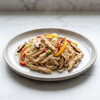 Tagliatelle di riso con pollo