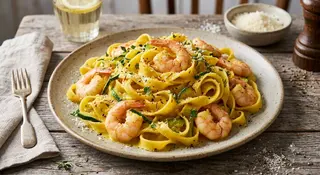 Tagliatelle mazzancolle, zucchine e zafferano