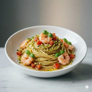 Tagliolini gamberi e pistacchio