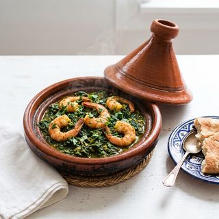 Tajine D'Épinards Aux Crevettes