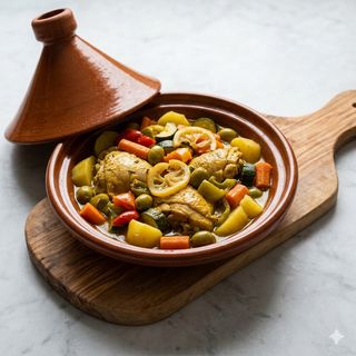 Tajine di Pollo con Verdure, Olive e Limone Confit
