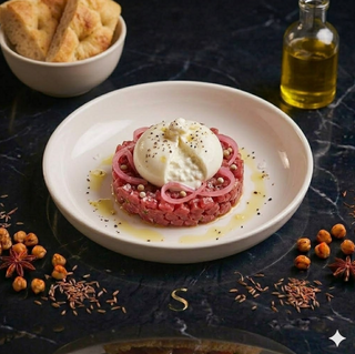 Tartare carne con burrata