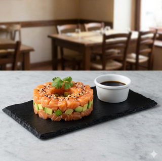 Tartare di salmone con avocato e salsa di soia