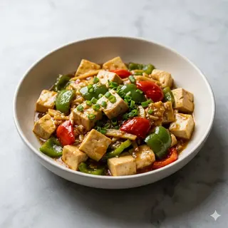 187 Tofu con peperoni e bambu