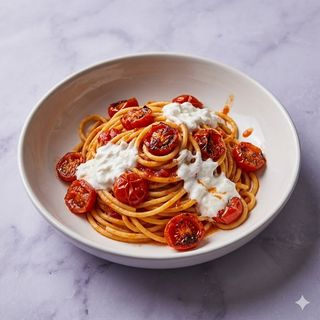Tonnarelli con pachino e bufala stracciata