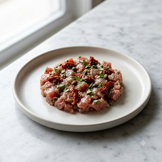 Tonno alla tartara in stile mediterraneo