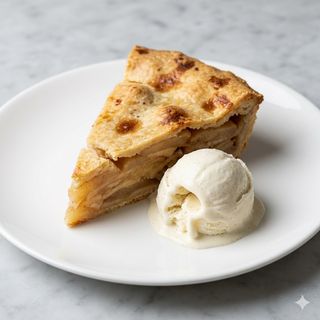 Torta di mele con gelato alla vaniglia