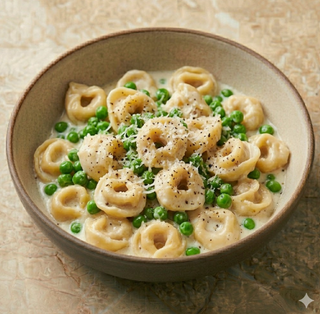 Tortellini con panna e piselli