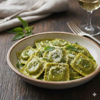 Tortelloni ricotta e spinaci con sugo alle ortiche