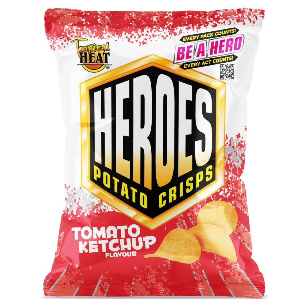 Tropical Heat Snacks Heroes Potato Chips Tomato Ketchup 40g