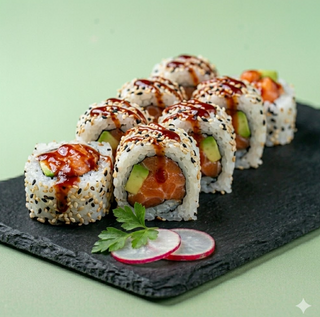 60. Uramaki spicy salmone