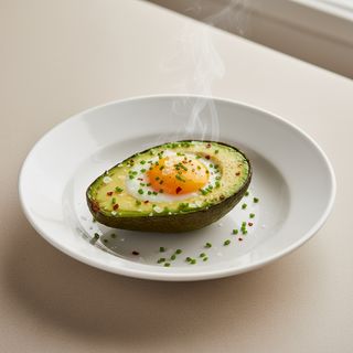 Uovo morbido in scrigno di avocado al forno