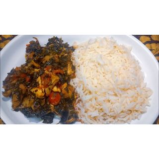 White rice & palm oil sauce