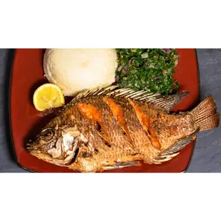 Whole deep fried tilapia on bone