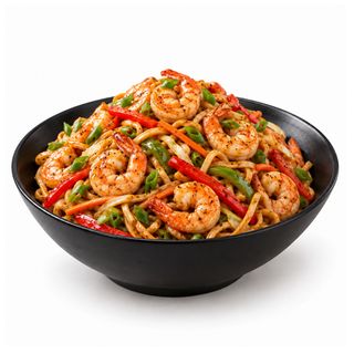 Wok De Crevettes Aux Légumes & Nouilles