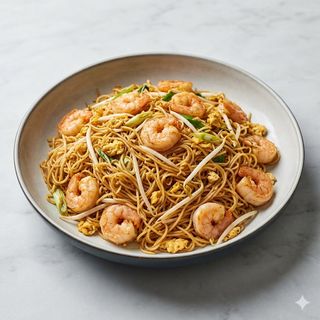 Spaghetti di riso con gamberi