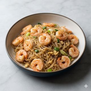 Spaghetti di soia con gamberi